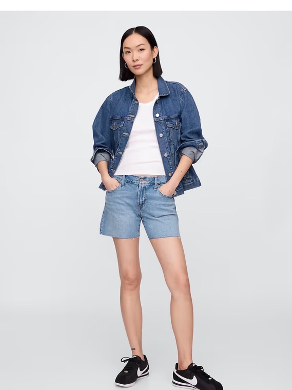 Classic Light Wash Denim Shorts - Women's
